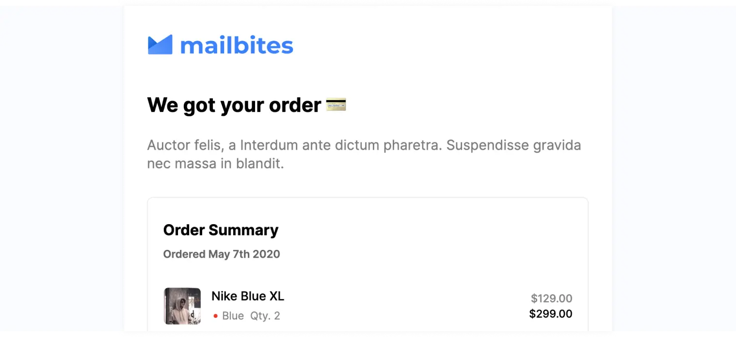 Order confirmation